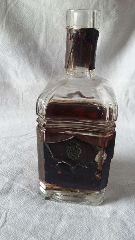 Leather wrapped vintage glass Decanter